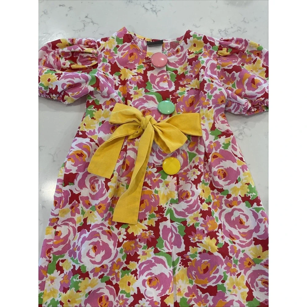 Vintage Jordache Floral Tie Back Bow Romper Jumpsuit OnePiece Wide‎ Leg *SZ 4/5*